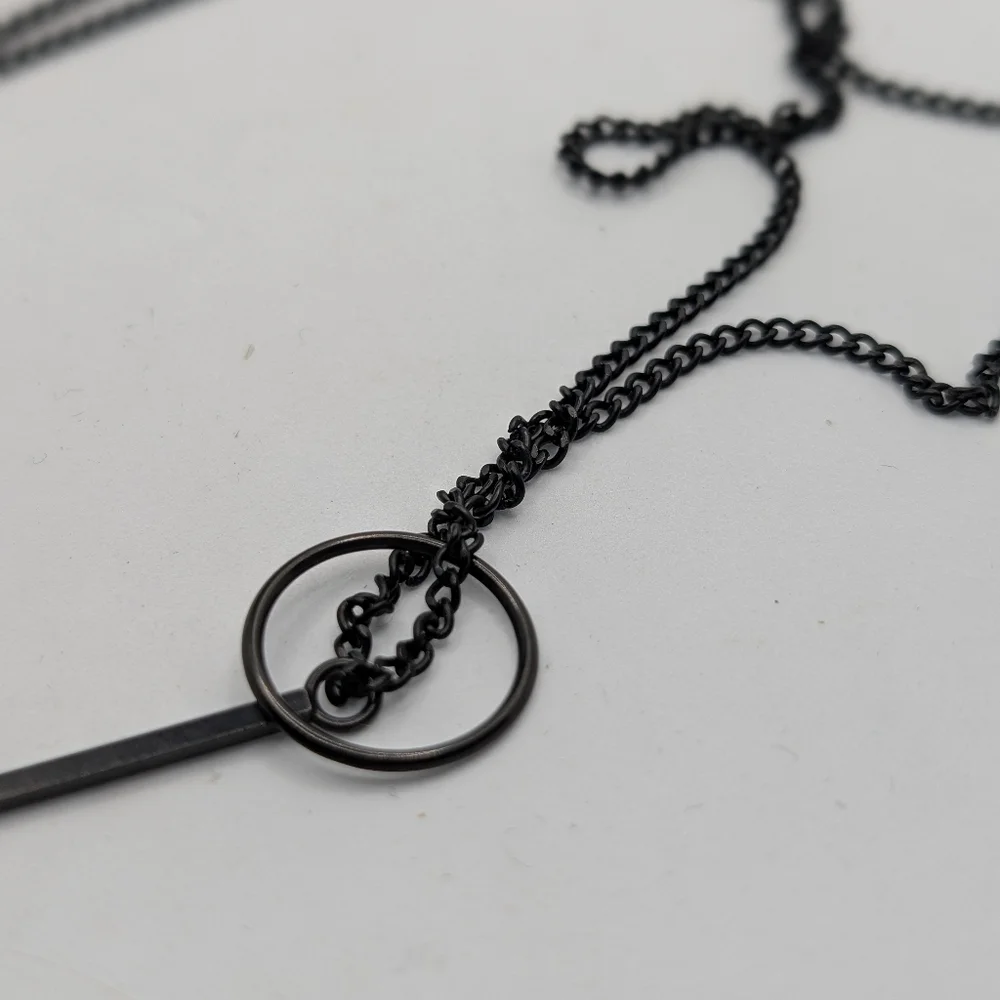 Black long double strand necklace